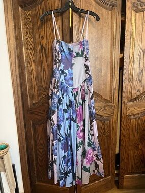 Free People Floral Spaghetti Strap maxi Dress in Lavender and Blue